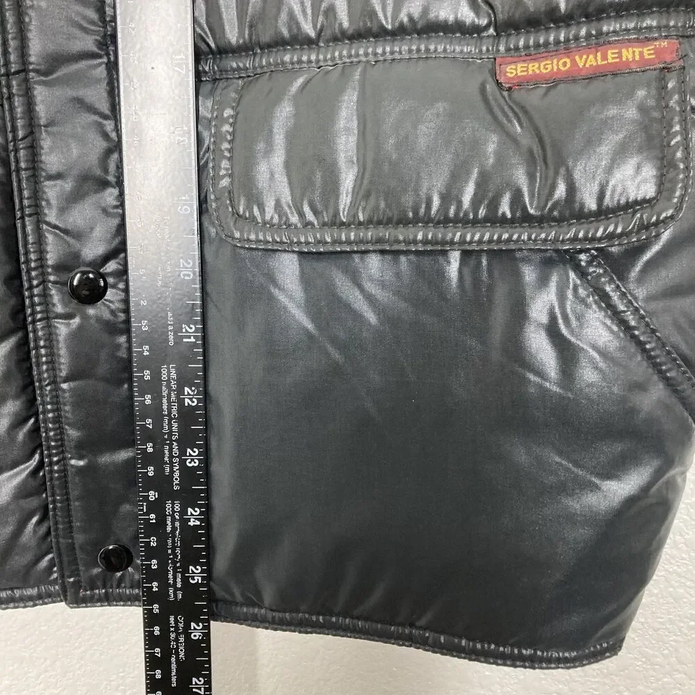 Sergio Valente Vest Mens Large Black Puffer Quilted Dragon Back Embroidered